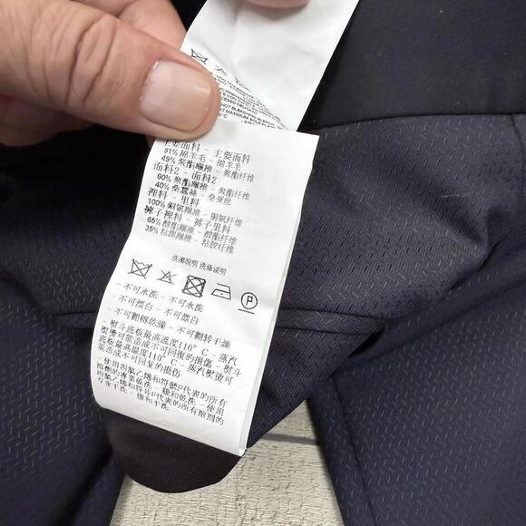 Emporio Armani Dress Pants Navy Textured Slim Fit  Italy Made Size 50 Wool Blend - Picture 10 of 13